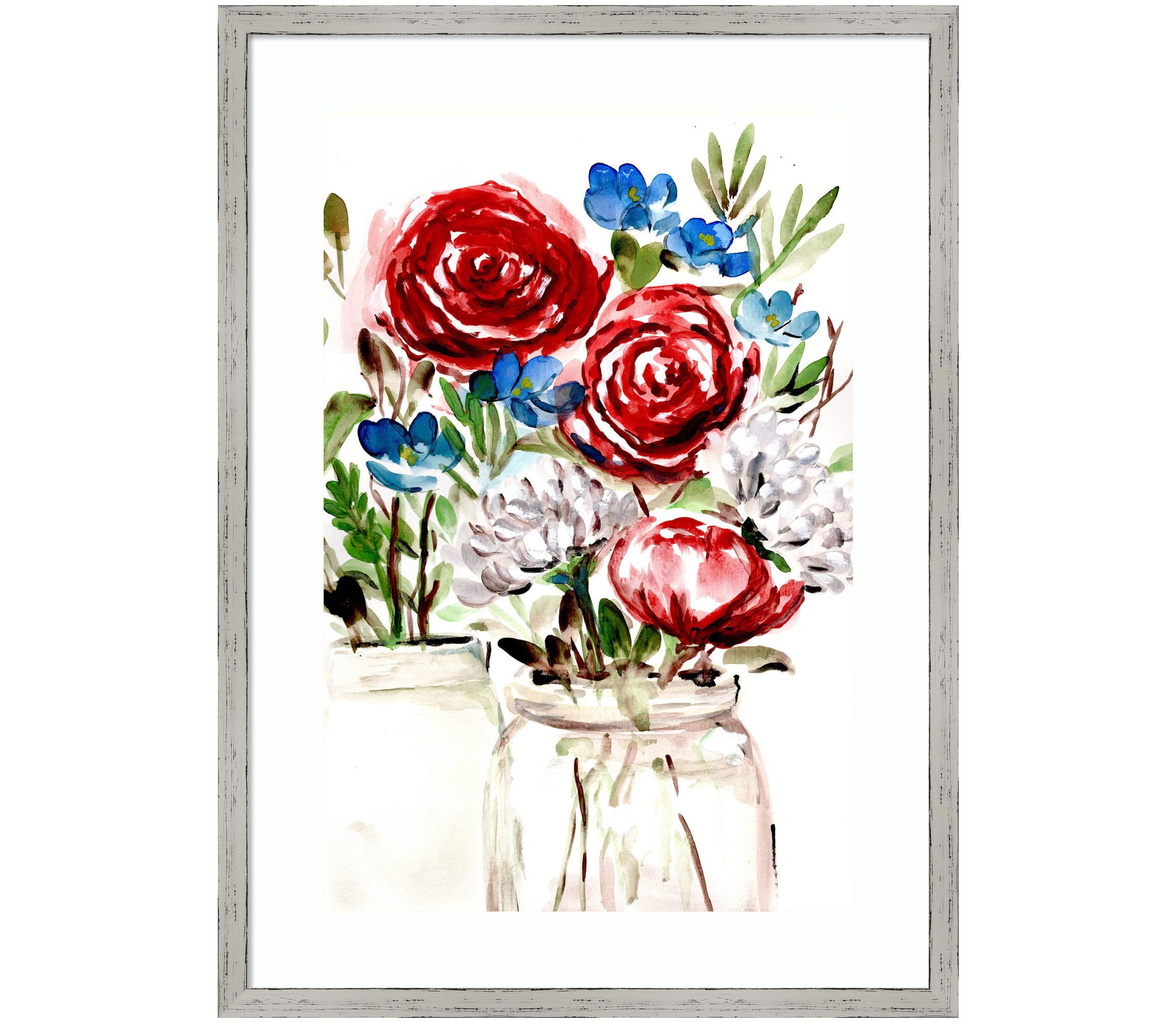 Proud to be an American Bouquet I by Marcy Chapman Wood Framed Wall Art Print