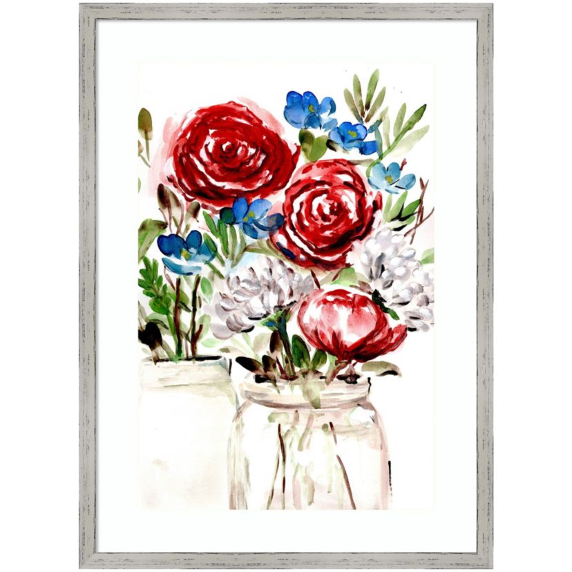Proud to be an American Bouquet I by Marcy Chapman Wood Framed Wall Art Print