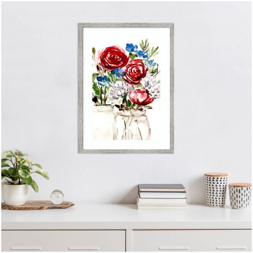 Proud to be an American Bouquet I by Marcy Chapman Wood Framed Wall Art Print