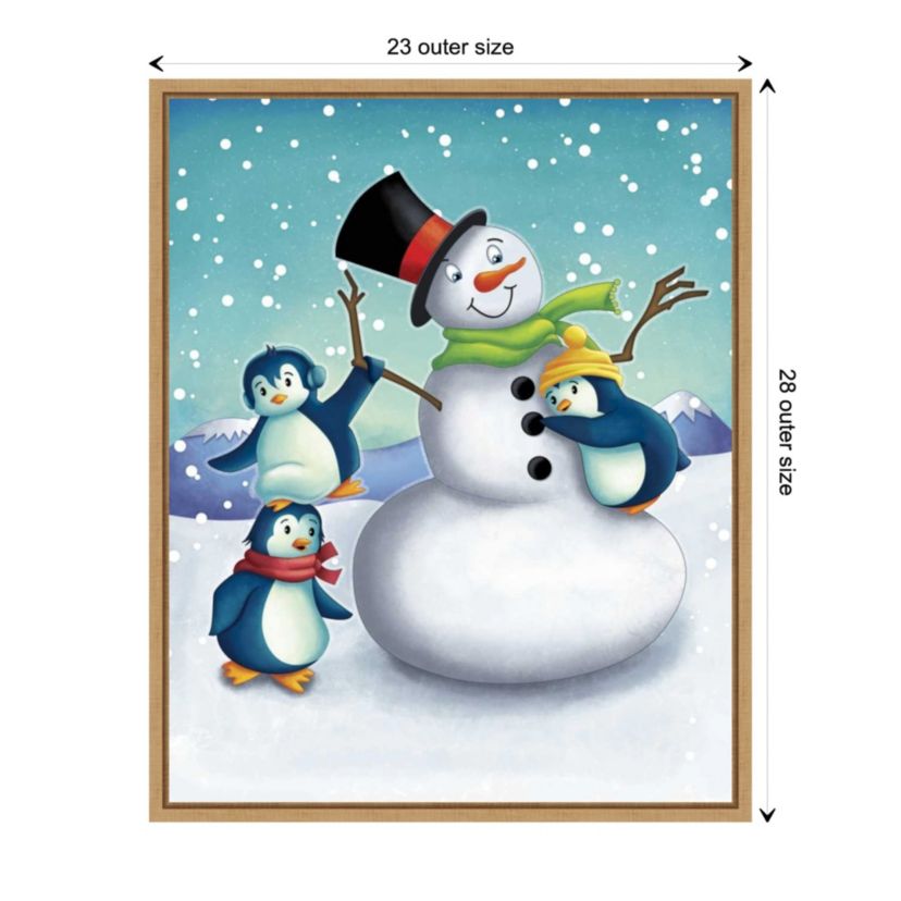 Joyful Snowman Framed Canvas Wall Art Print