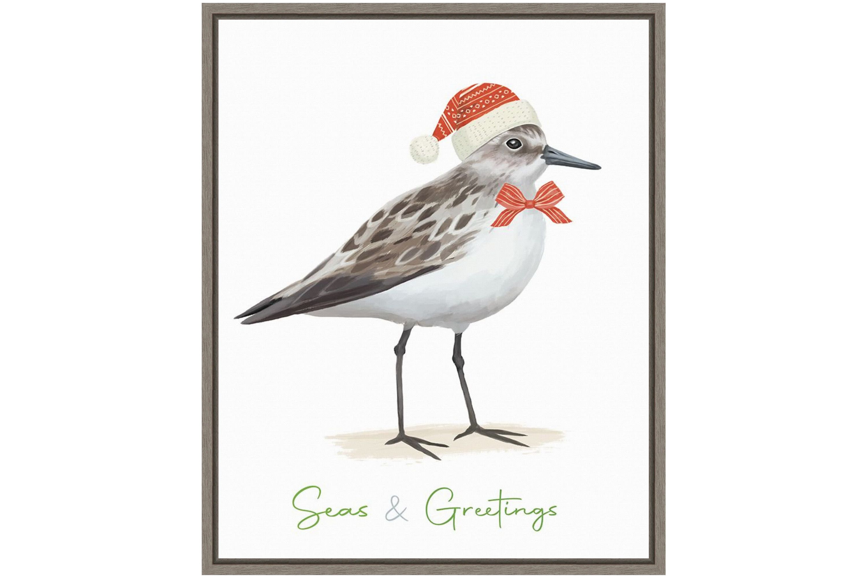Christmas Sandpiper I Framed Canvas Wall Art Print