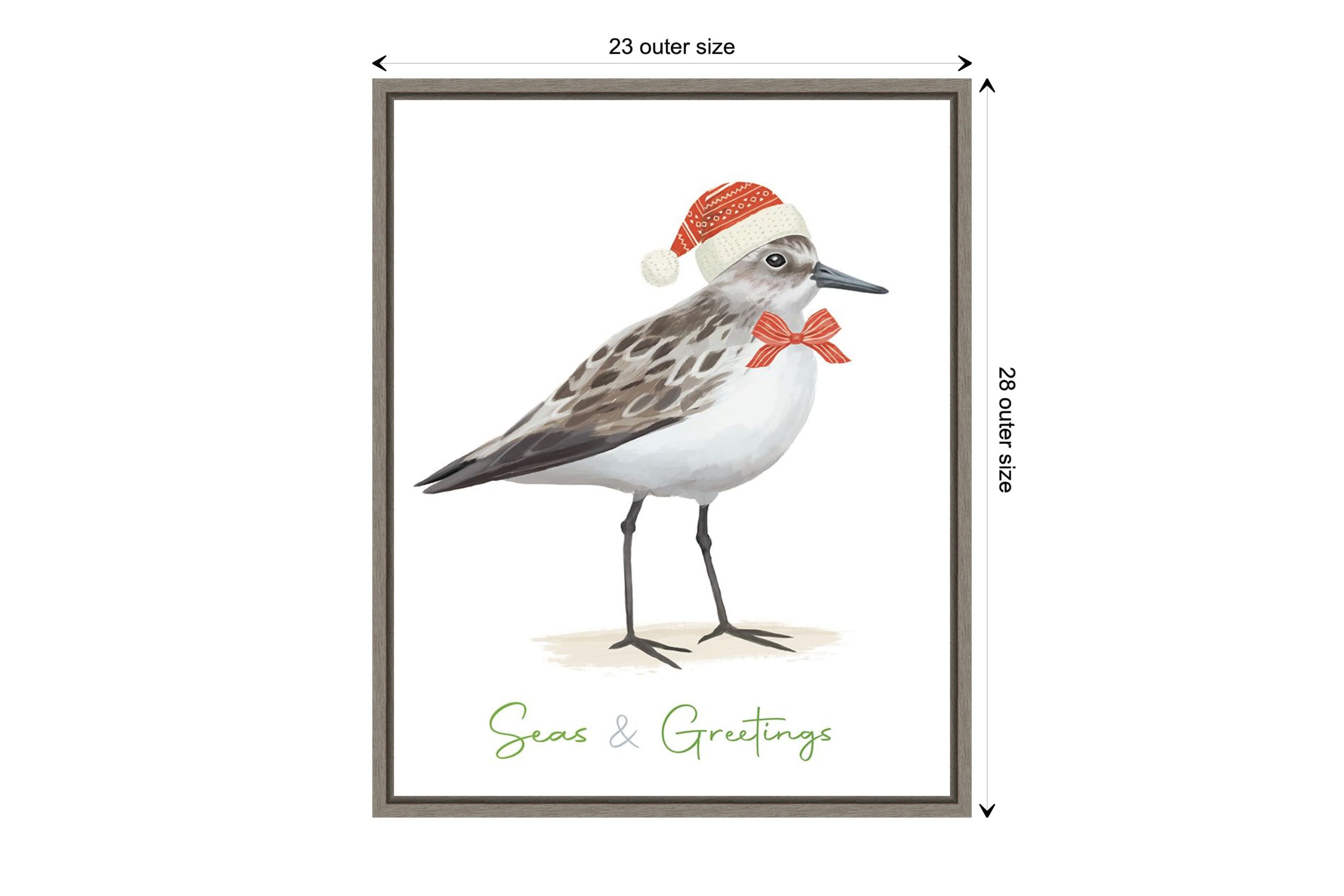 Christmas Sandpiper I Framed Canvas Wall Art Print