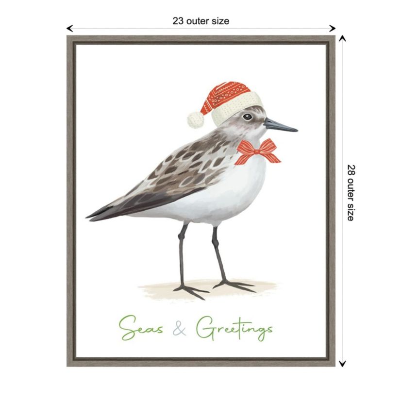 Christmas Sandpiper I Framed Canvas Wall Art Print