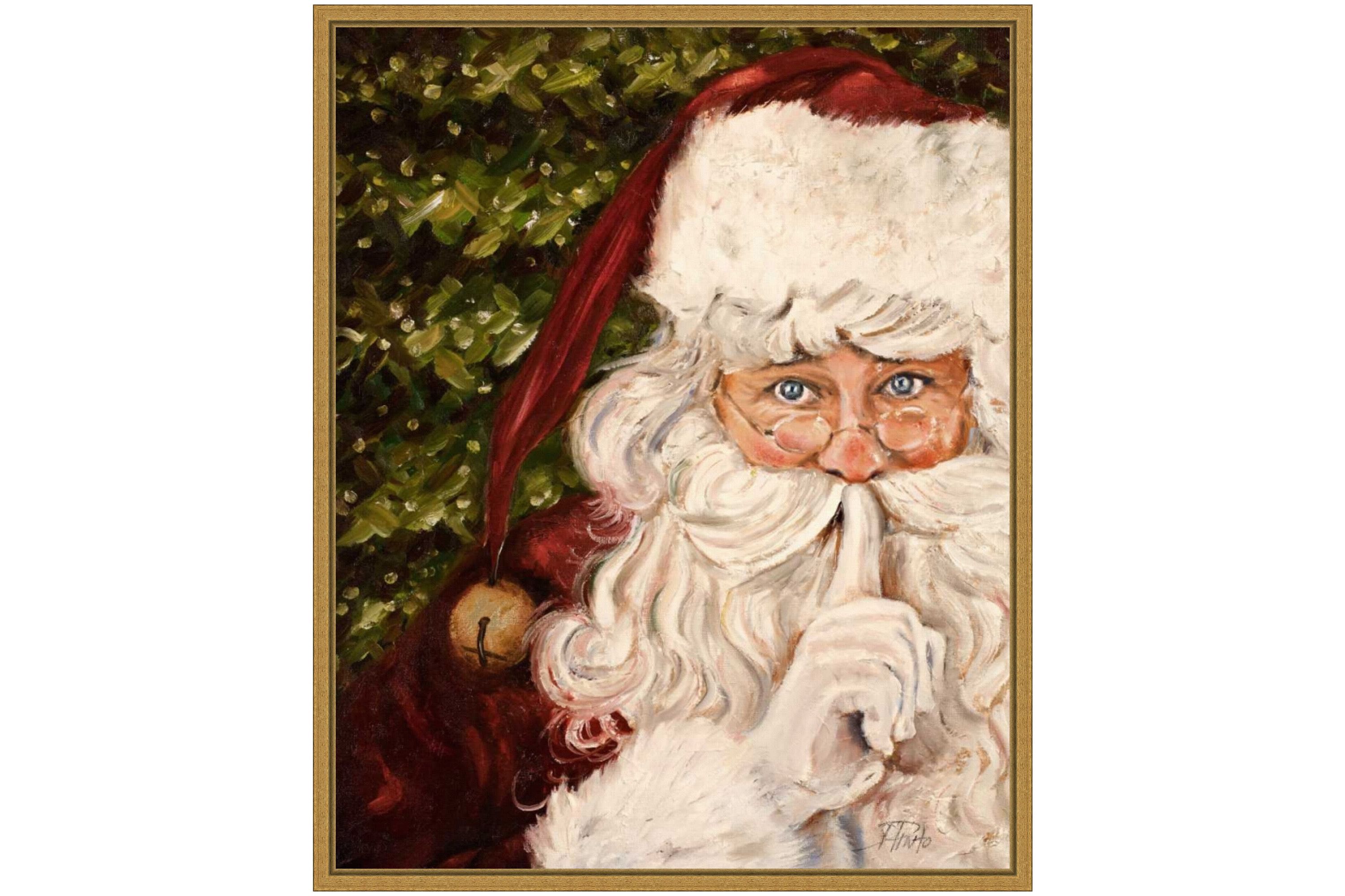 Secret Santa Framed Canvas Wall Art Print