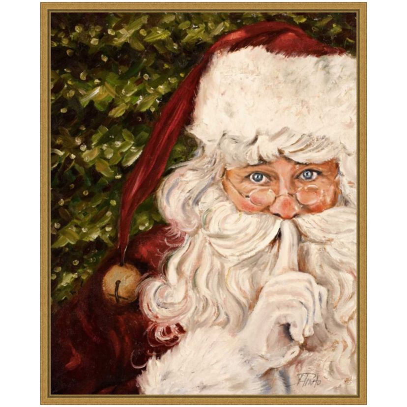Secret Santa Framed Canvas Wall Art Print