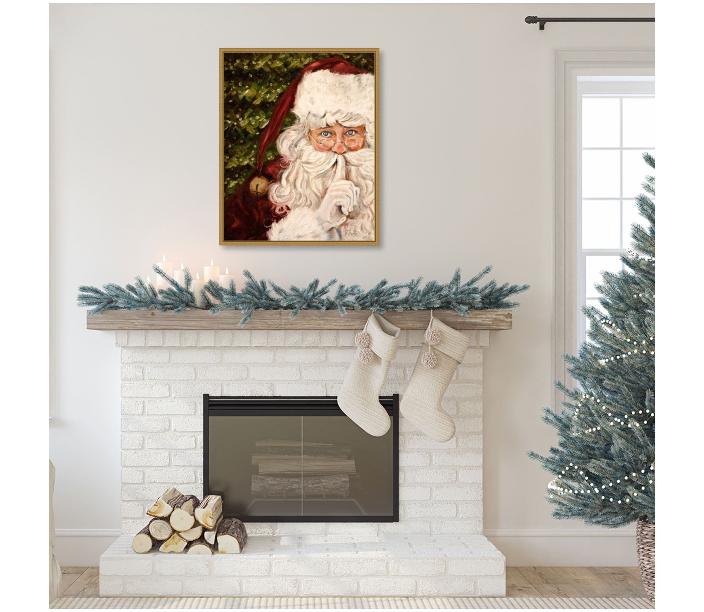 Secret Santa Framed Canvas Wall Art Print