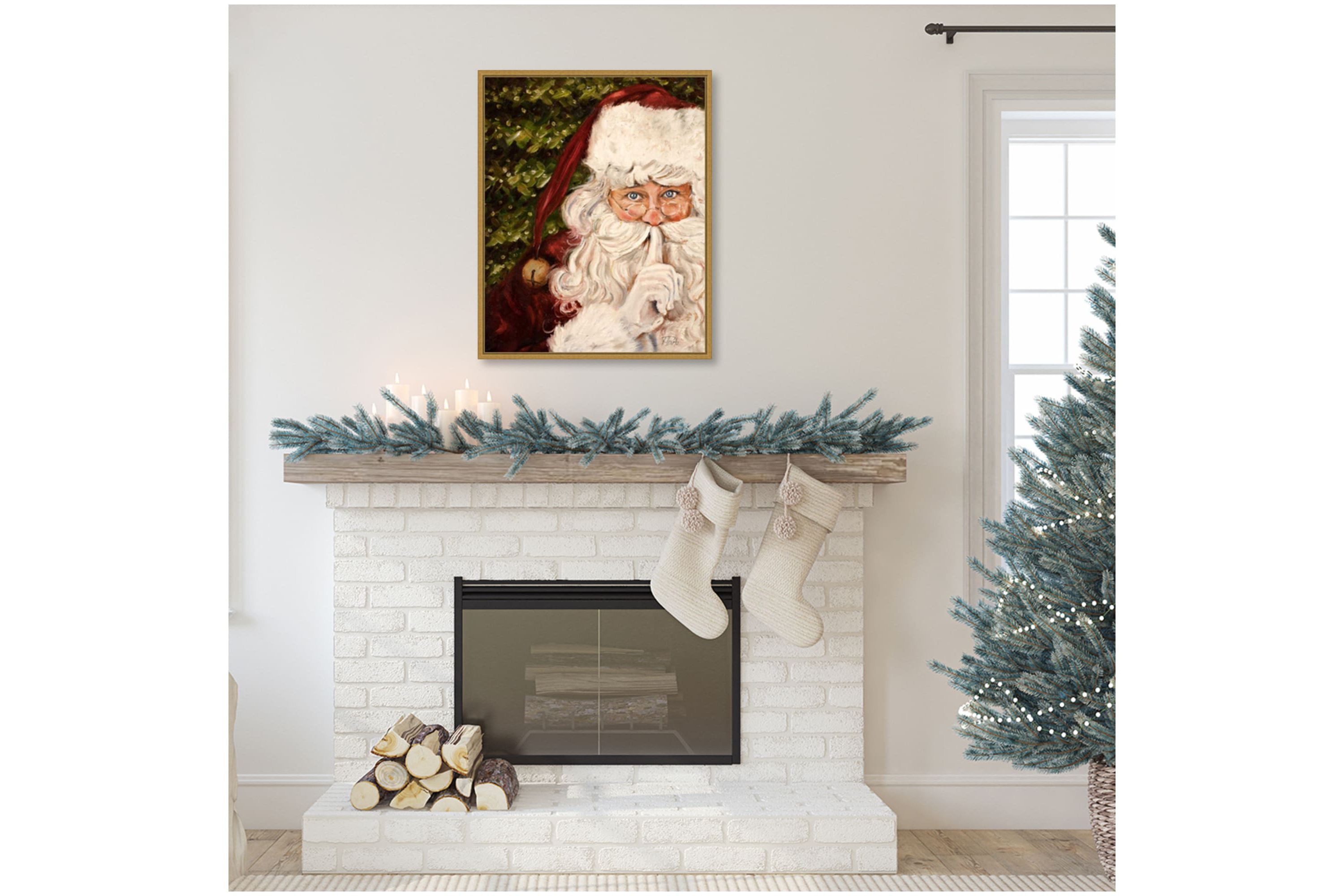 Secret Santa Framed Canvas Wall Art Print
