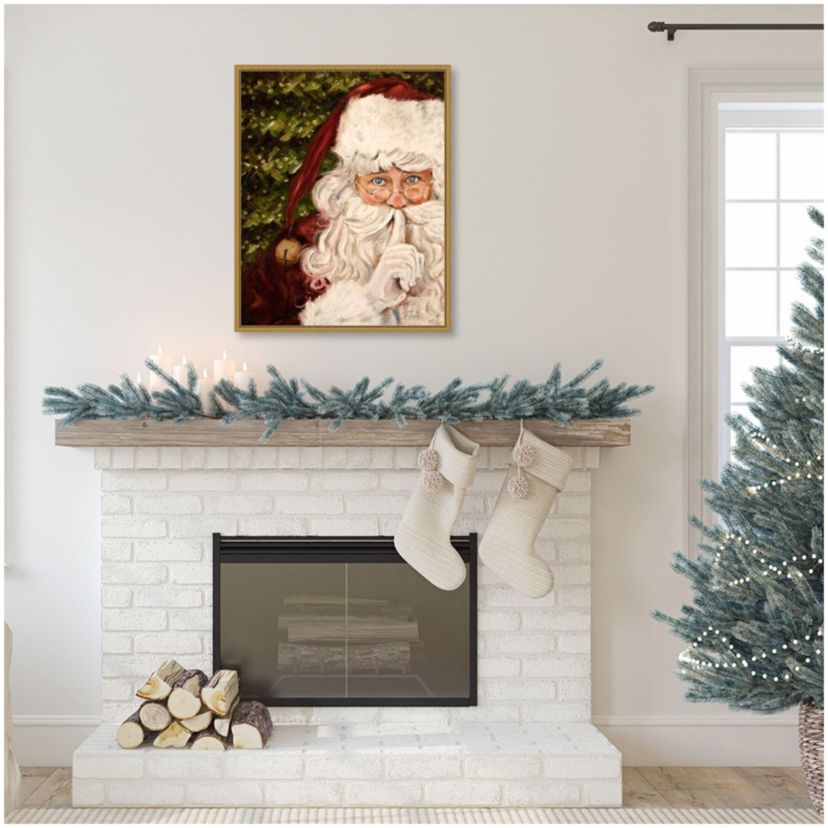 Secret Santa Framed Canvas Wall Art Print