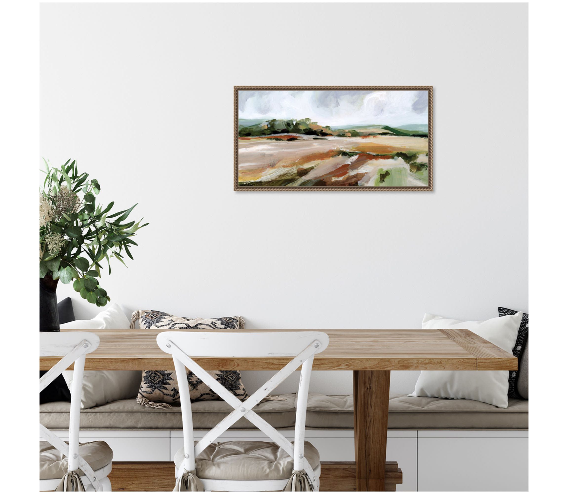 Taupe Toned Landscape Framed Canvas Wall Art Print