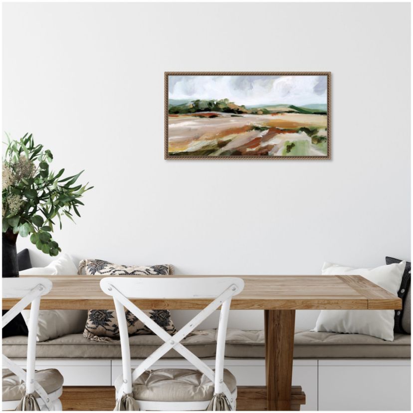 Taupe Toned Landscape Framed Canvas Wall Art Print
