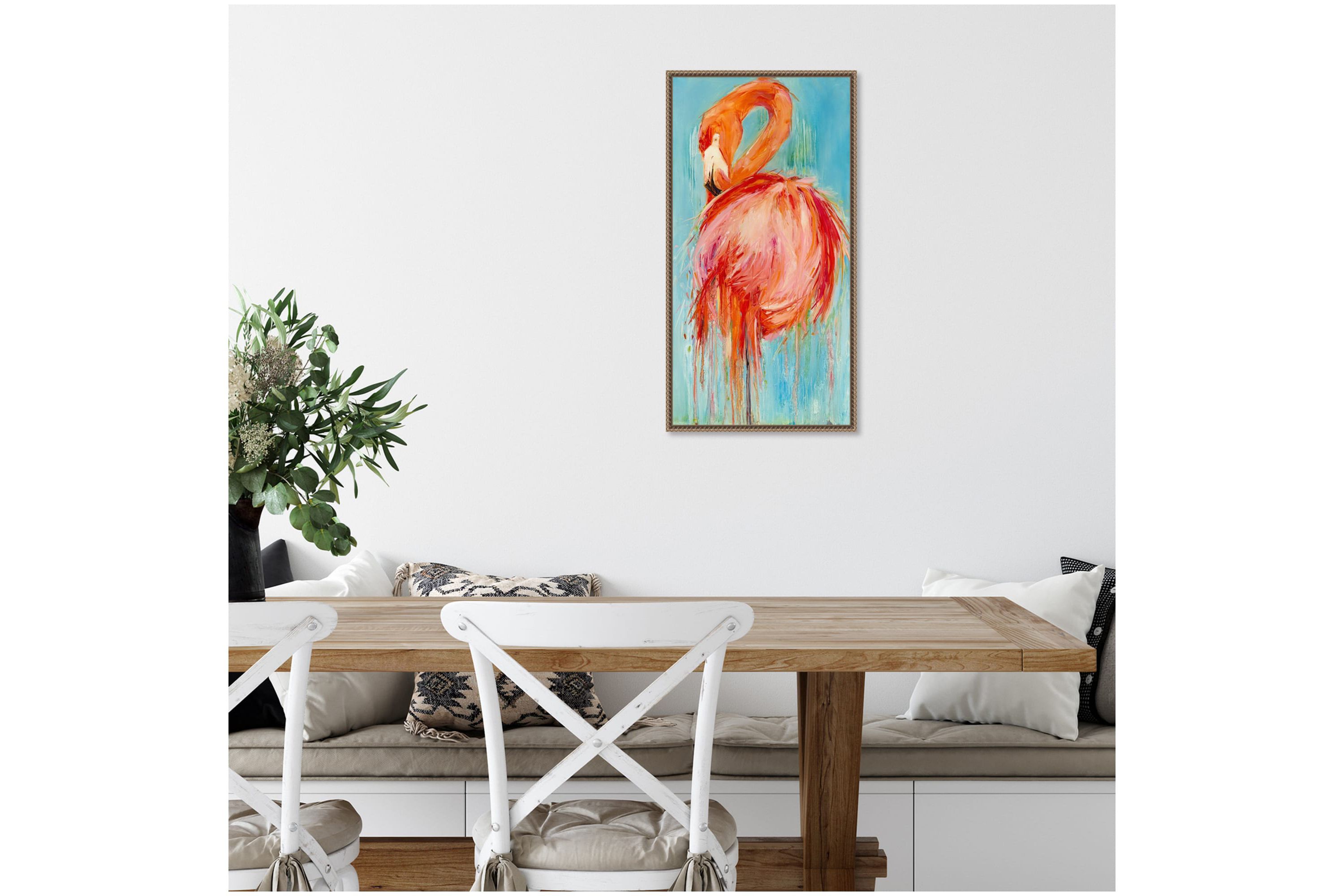 Flamingo Pose Framed Canvas Wall Art Print