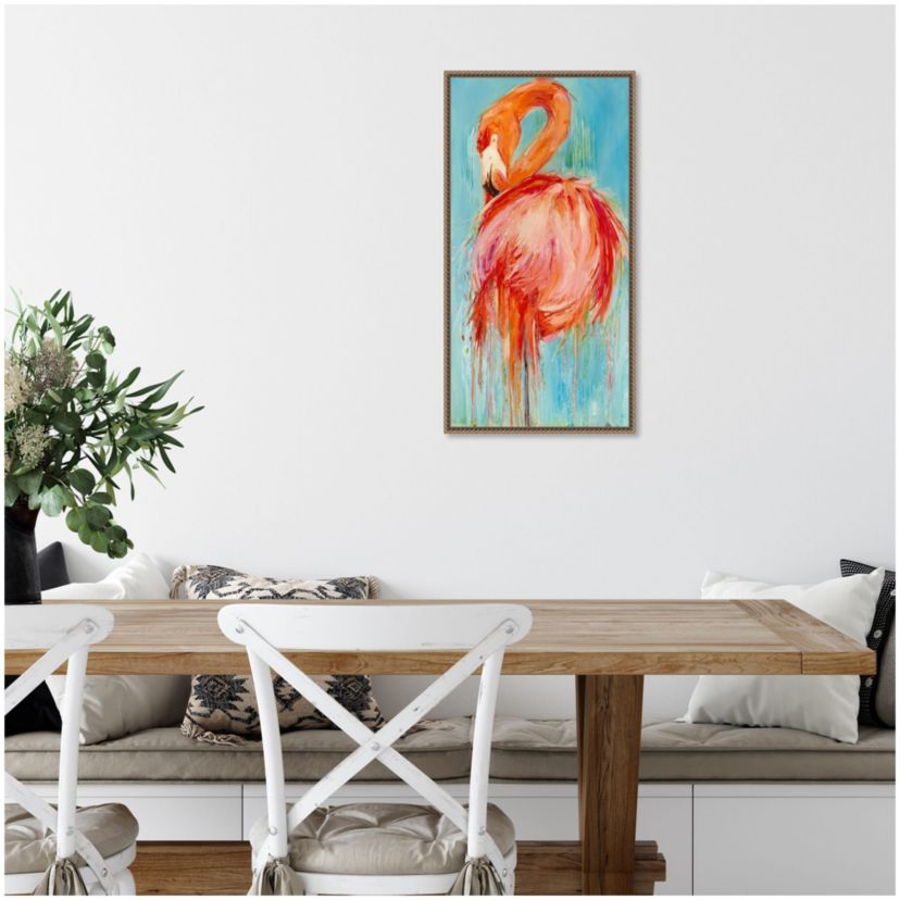 Flamingo Pose Framed Canvas Wall Art Print
