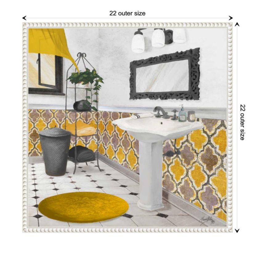 Sundance Bath I Yellow Framed Canvas Wall Art Print