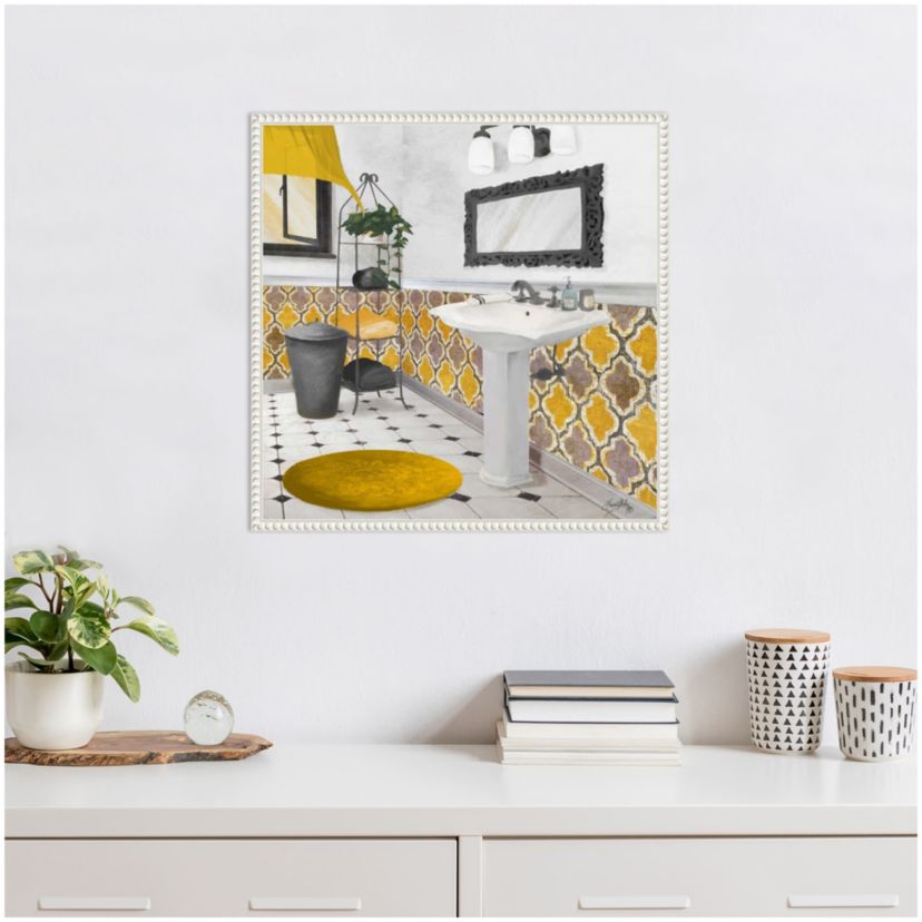 Sundance Bath I Yellow Framed Canvas Wall Art Print