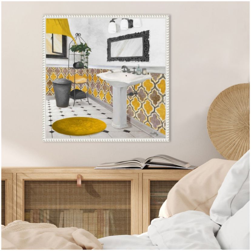 Sundance Bath I Yellow Framed Canvas Wall Art Print