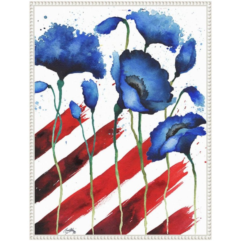 Patriotic Floral II Framed Canvas Wall Art Print