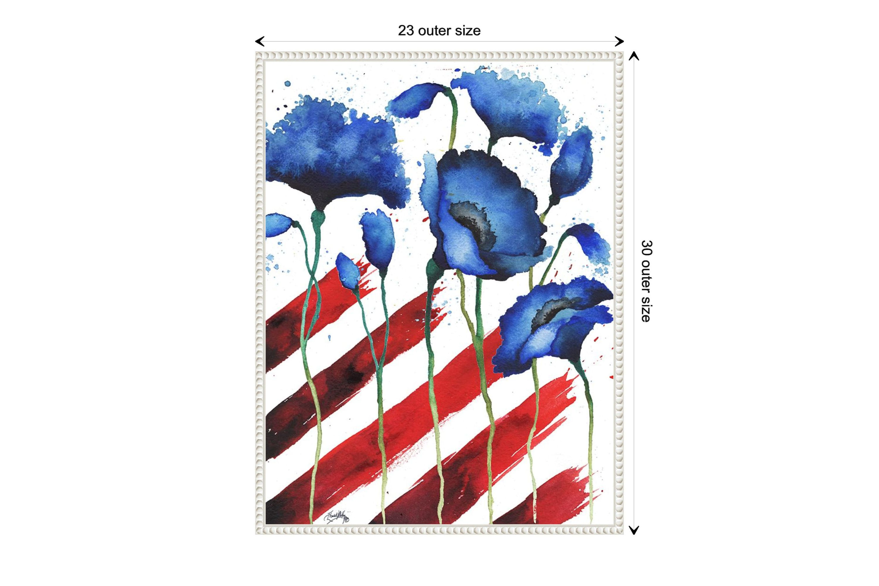 Patriotic Floral II Framed Canvas Wall Art Print