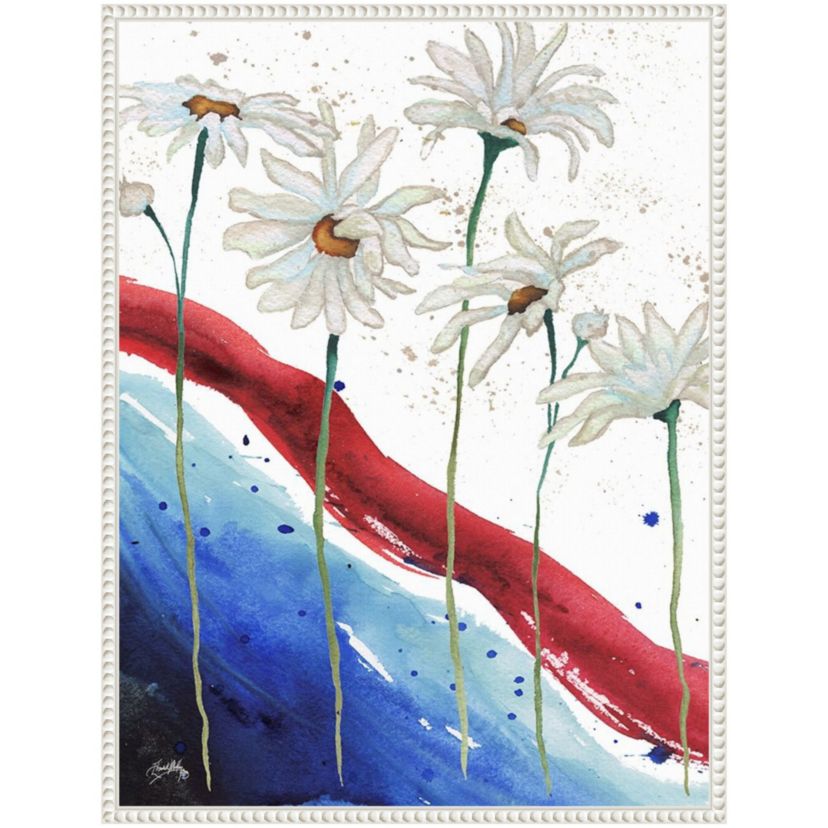 Patriotic Floral III Framed Canvas Wall Art Print