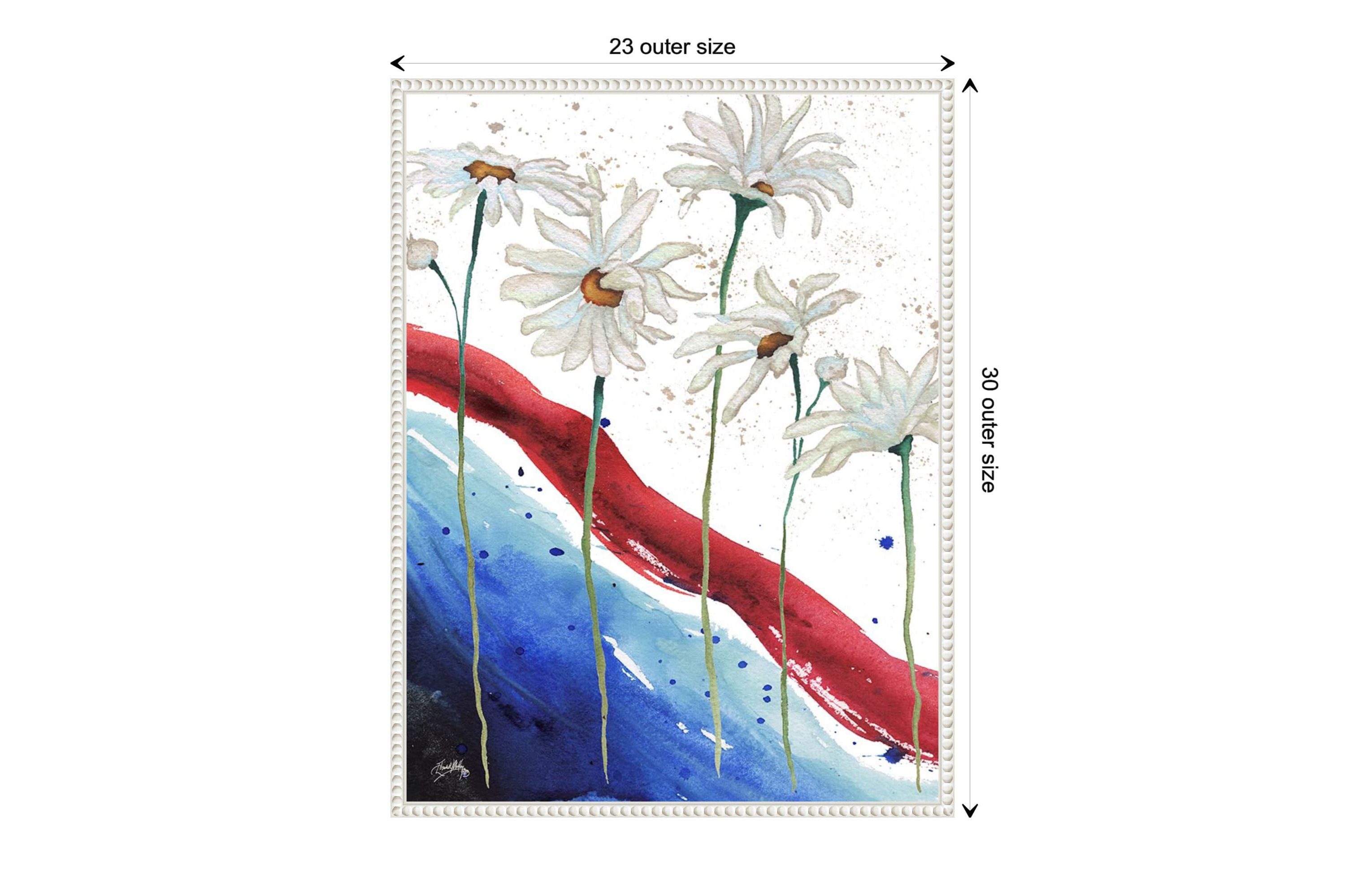 Patriotic Floral III Framed Canvas Wall Art Print