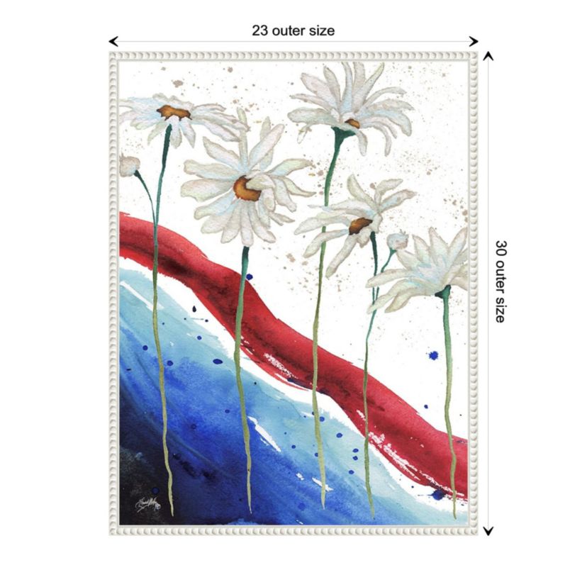 Patriotic Floral III Framed Canvas Wall Art Print