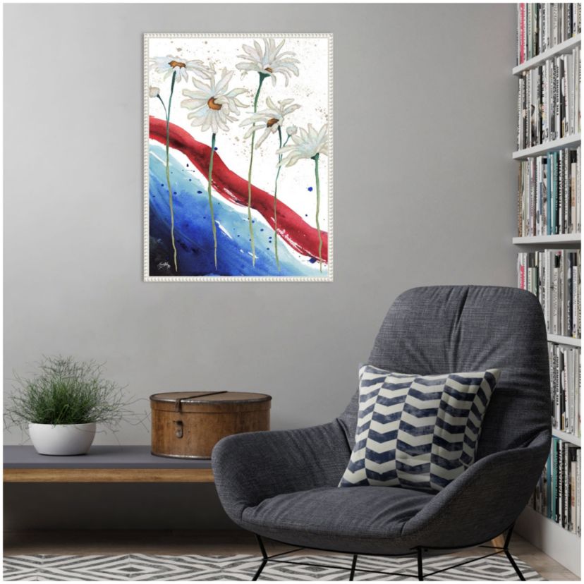 Patriotic Floral III Framed Canvas Wall Art Print
