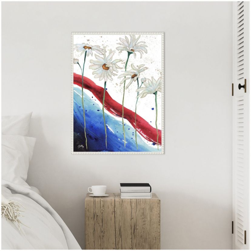 Patriotic Floral III Framed Canvas Wall Art Print