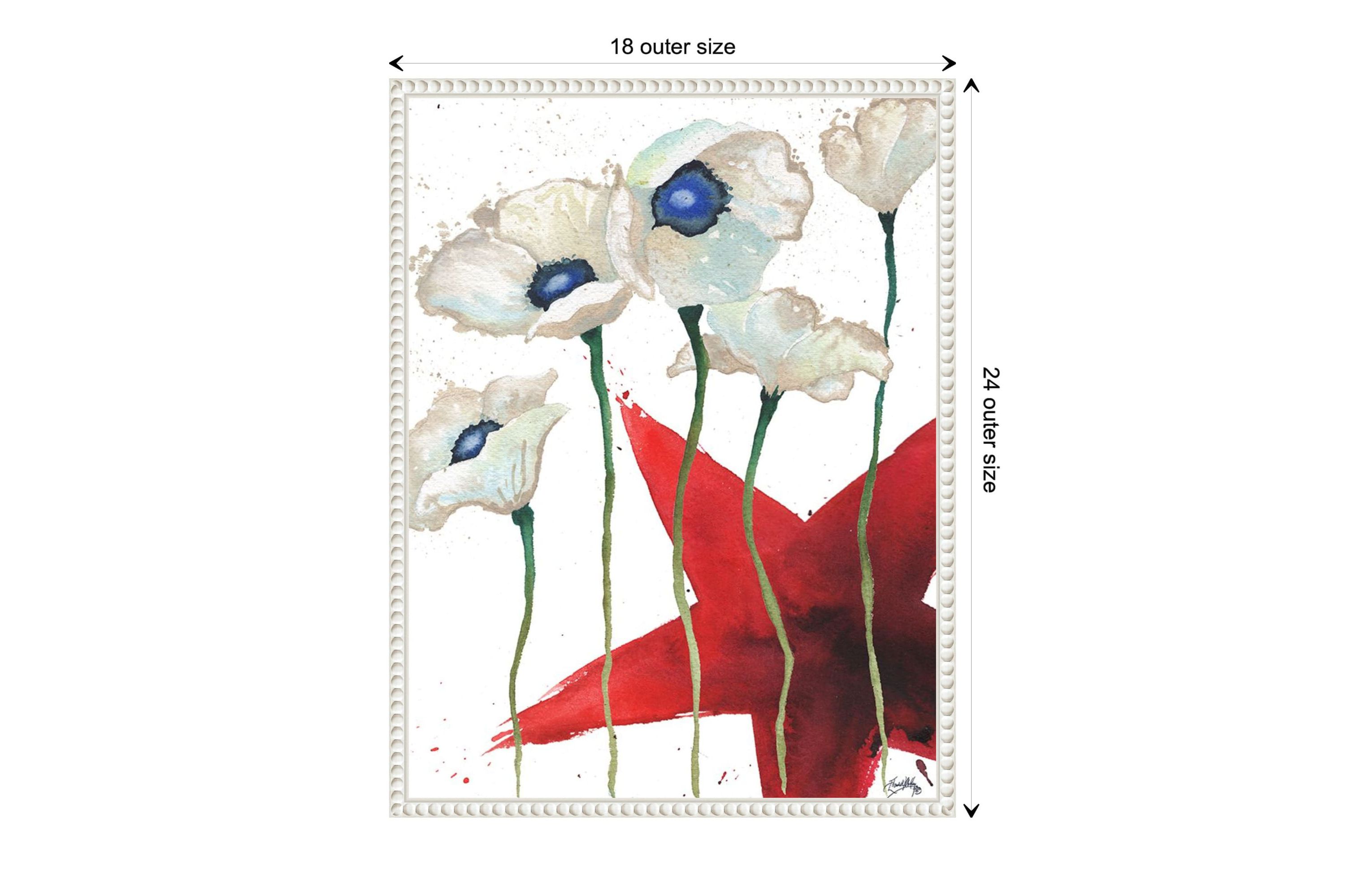 Patriotic Floral IV Framed Canvas Wall Art Print