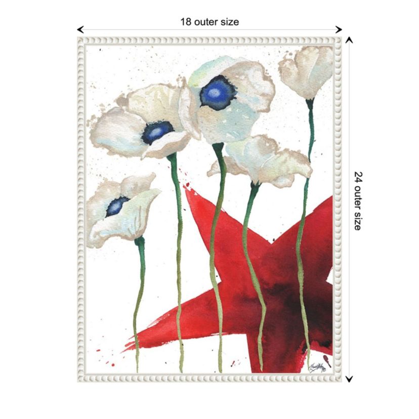 Patriotic Floral IV Framed Canvas Wall Art Print