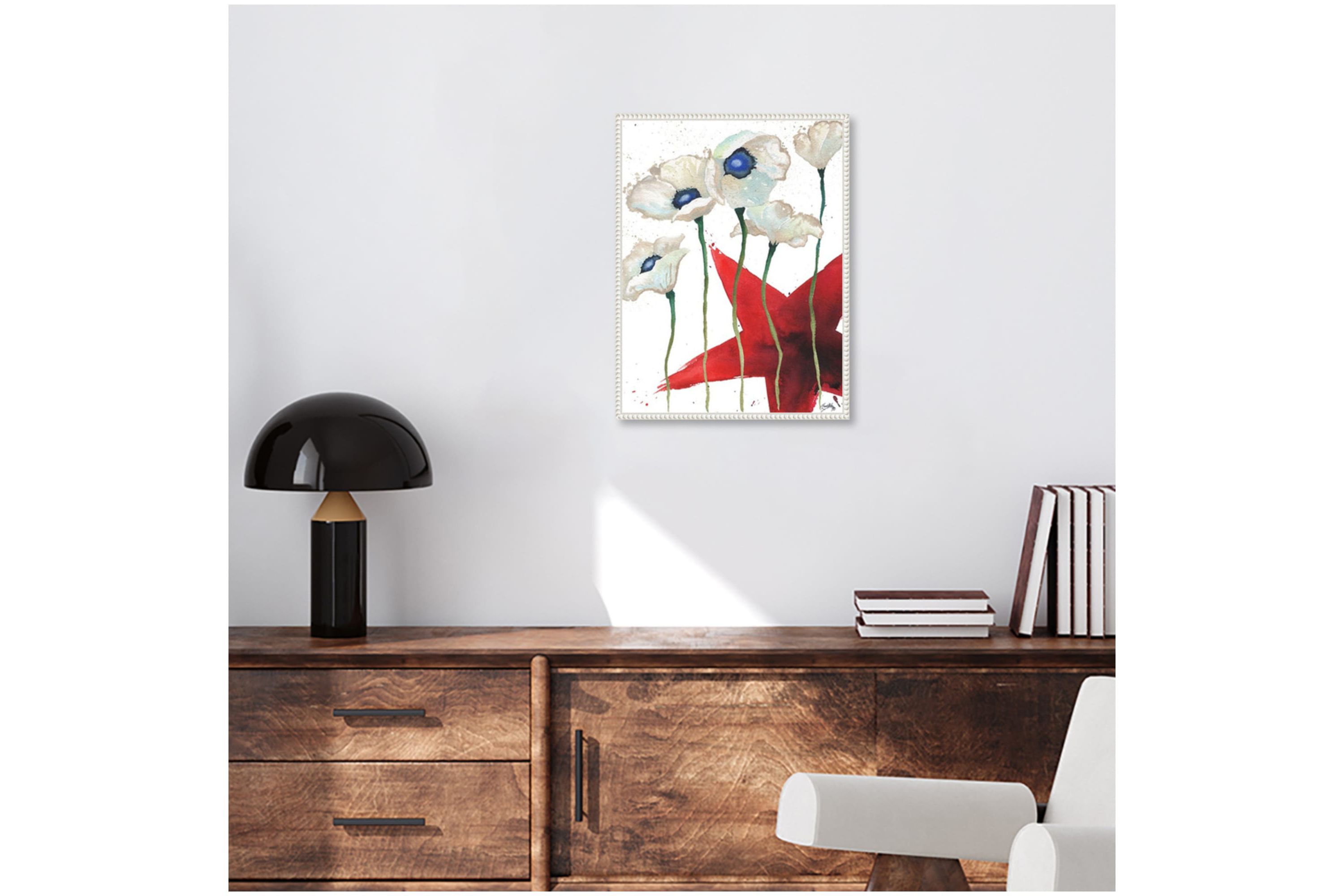 Patriotic Floral IV Framed Canvas Wall Art Print