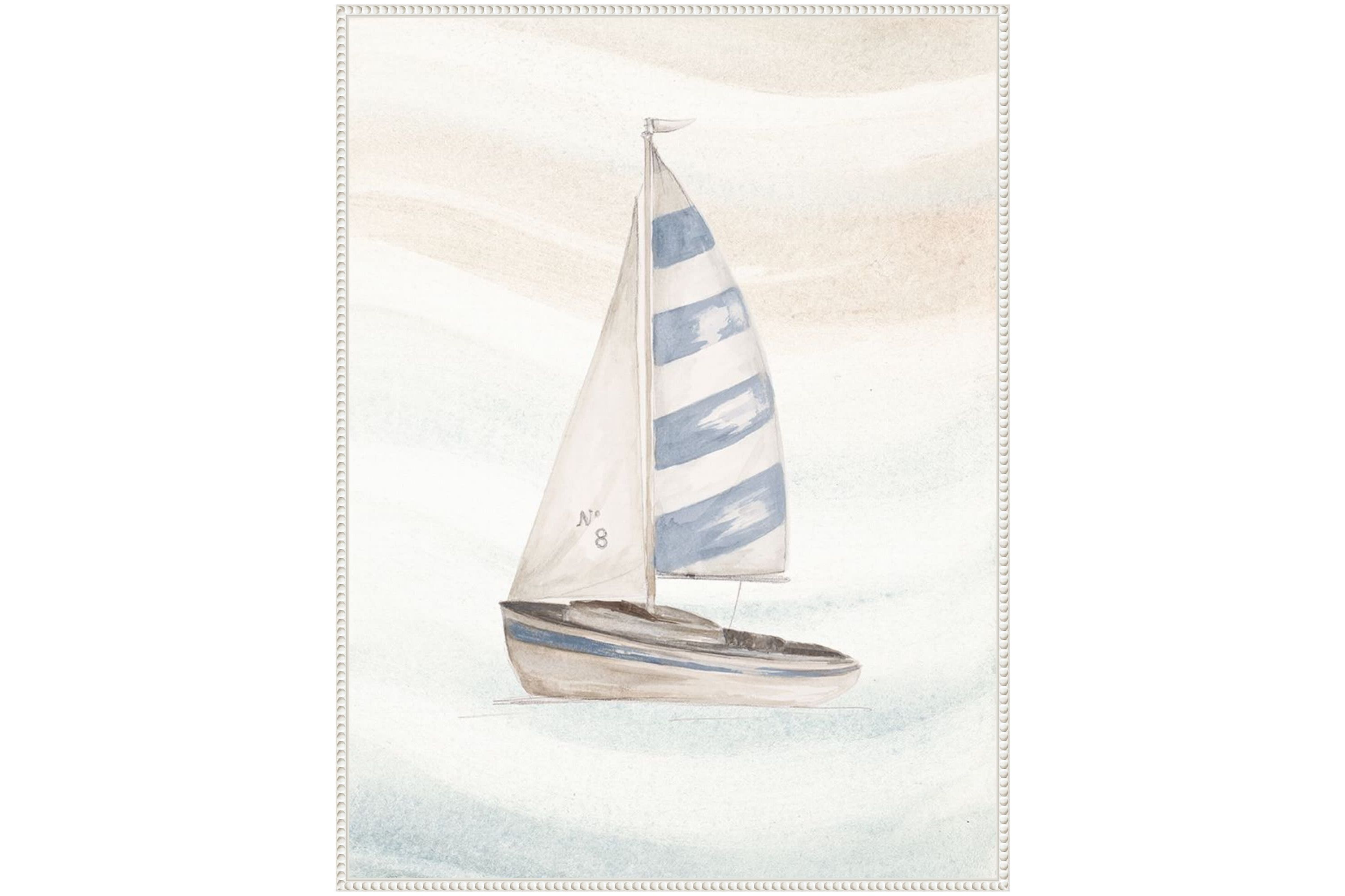Ocean Oasis Little Sail II Framed Canvas Wall Art Print