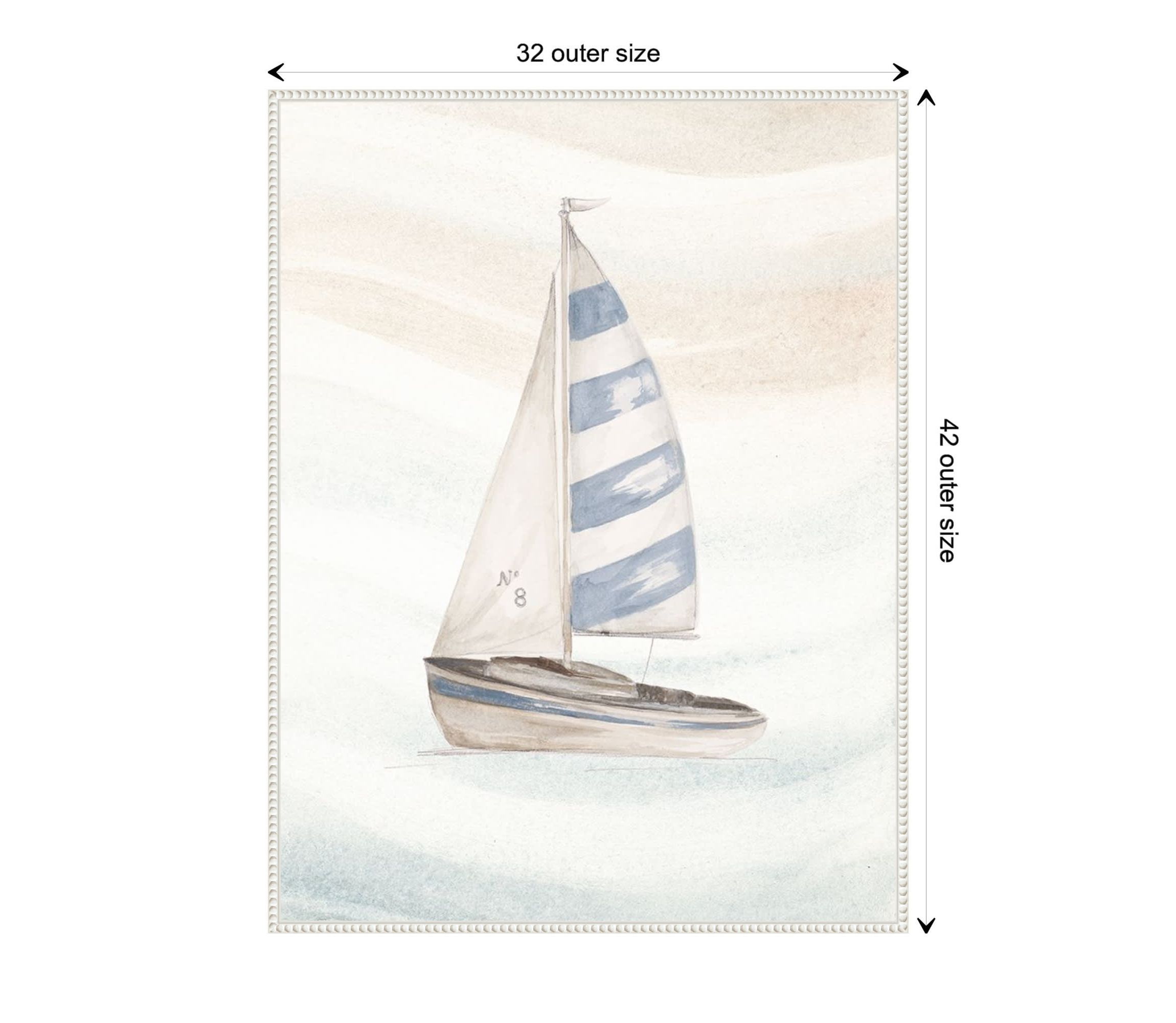 Ocean Oasis Little Sail II Framed Canvas Wall Art Print
