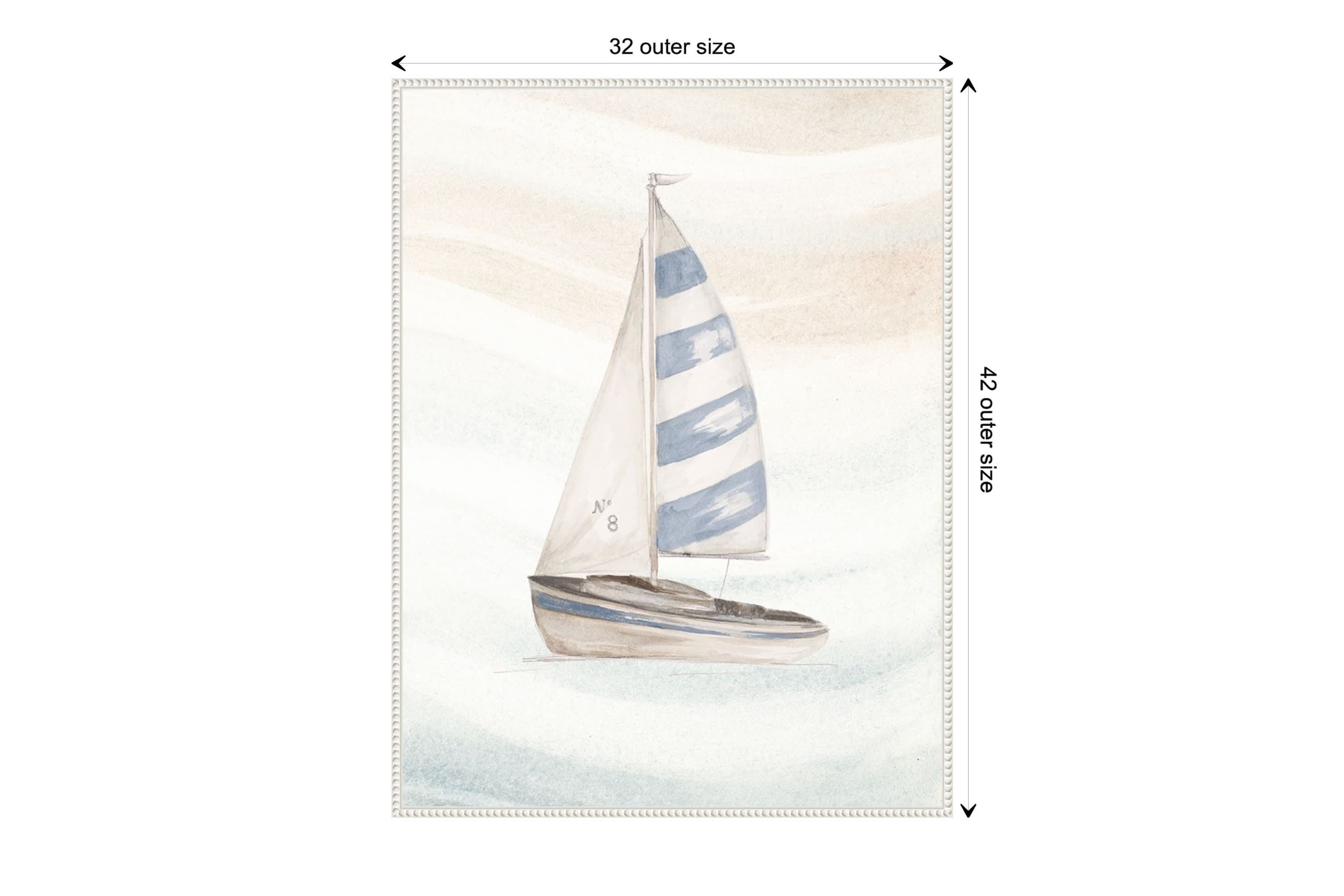 Ocean Oasis Little Sail II Framed Canvas Wall Art Print