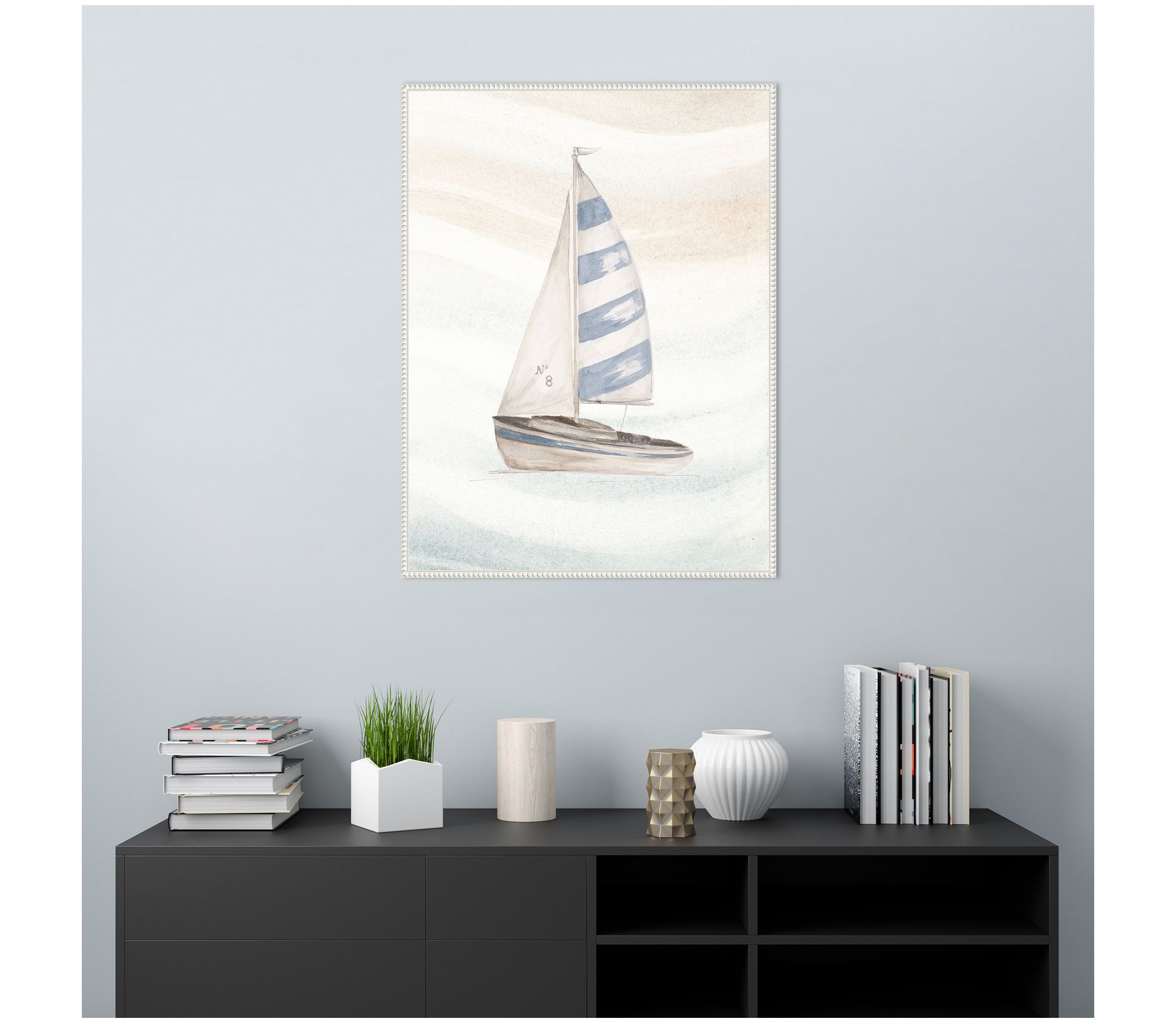 Ocean Oasis Little Sail II Framed Canvas Wall Art Print