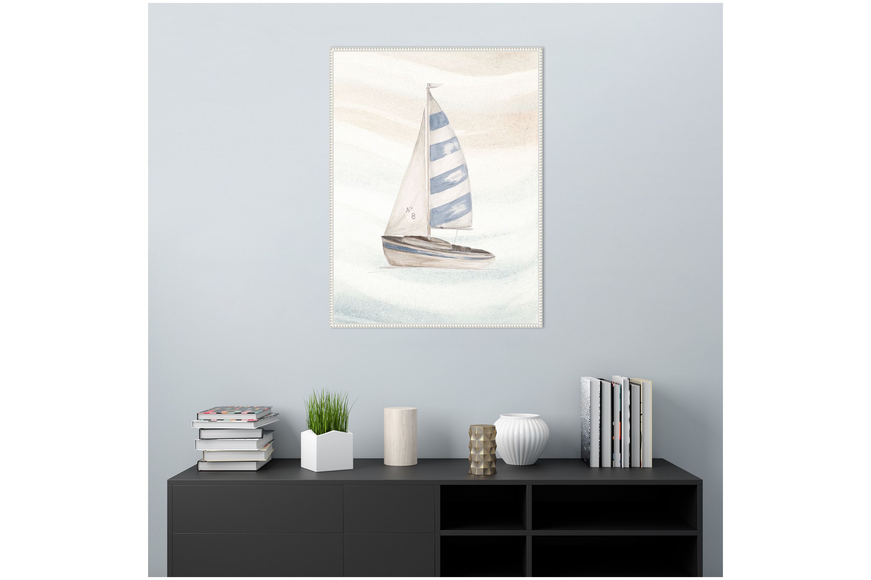 Ocean Oasis Little Sail II Framed Canvas Wall Art Print