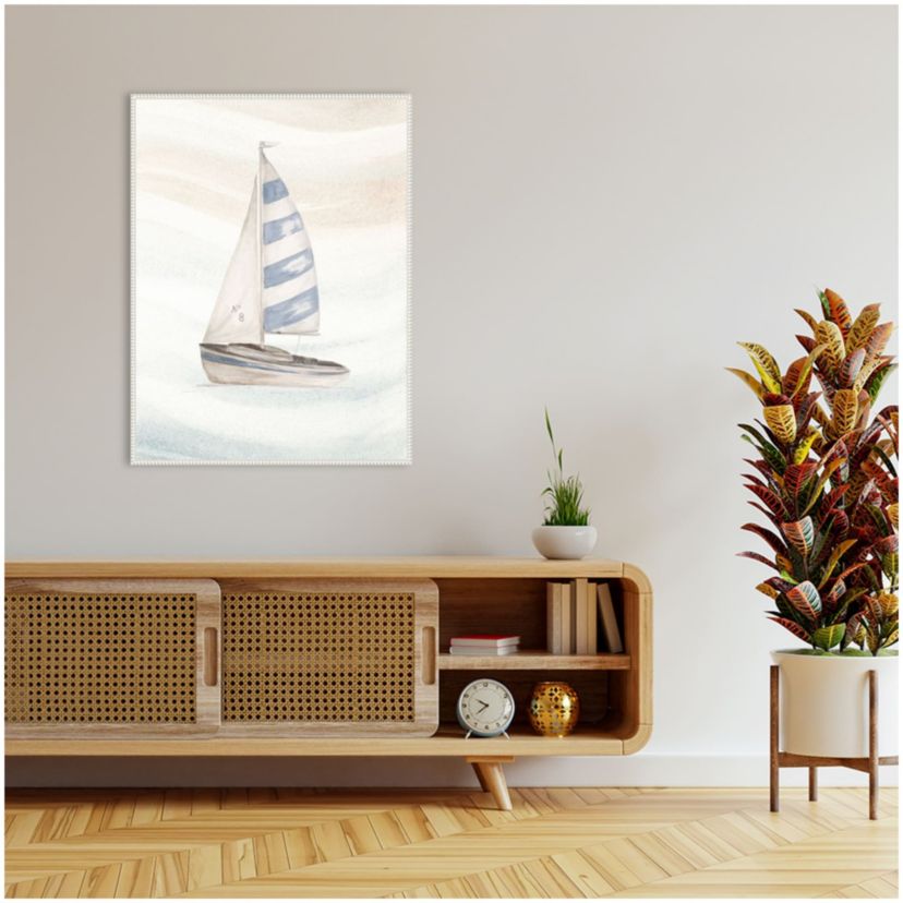Ocean Oasis Little Sail II Framed Canvas Wall Art Print