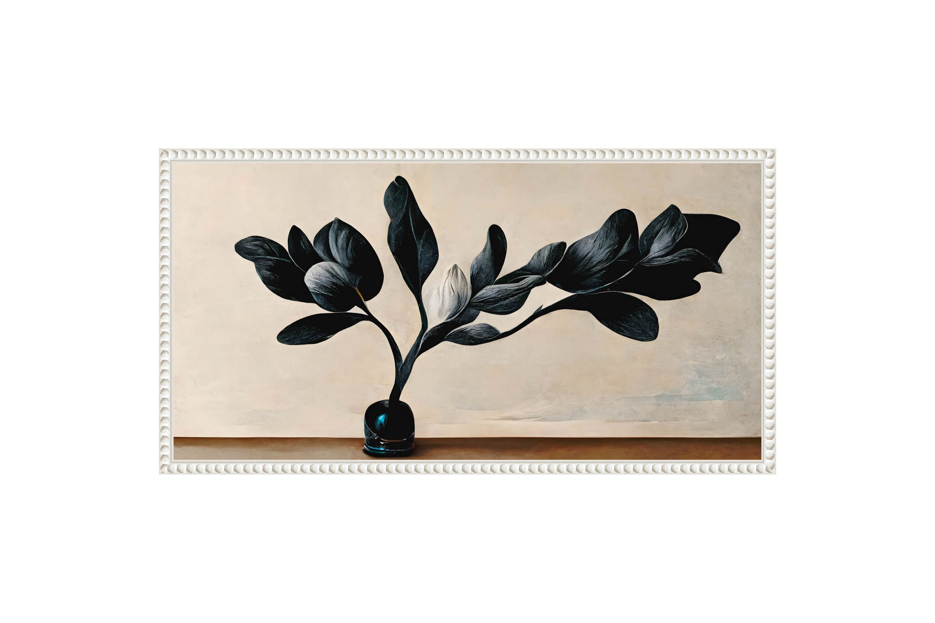Black Magnolia Framed Canvas Wall Art Print