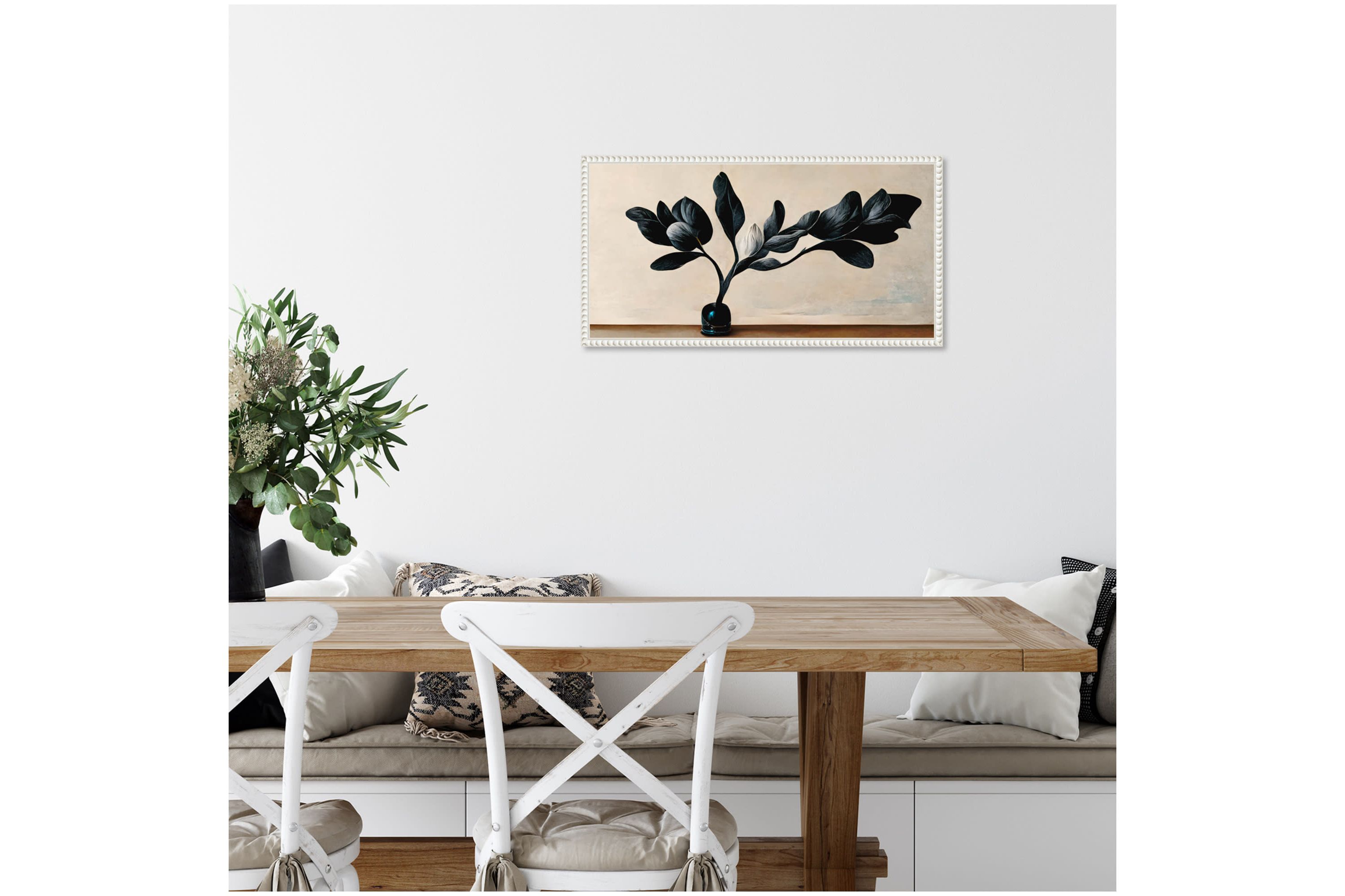 Black Magnolia Framed Canvas Wall Art Print