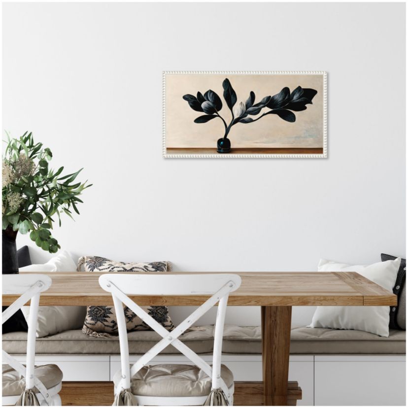 Black Magnolia Framed Canvas Wall Art Print