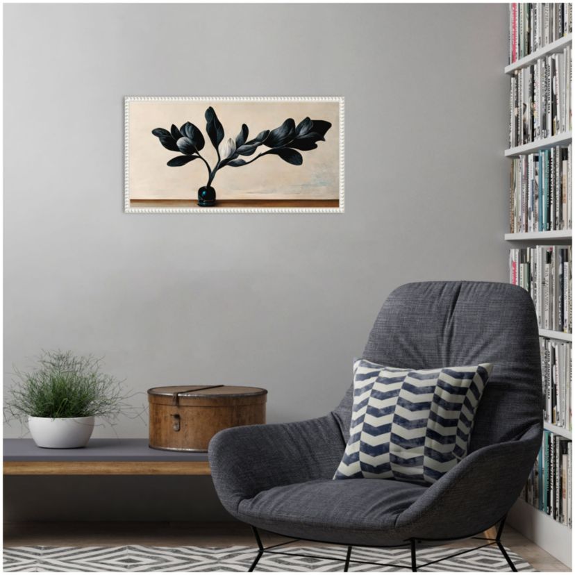 Black Magnolia Framed Canvas Wall Art Print