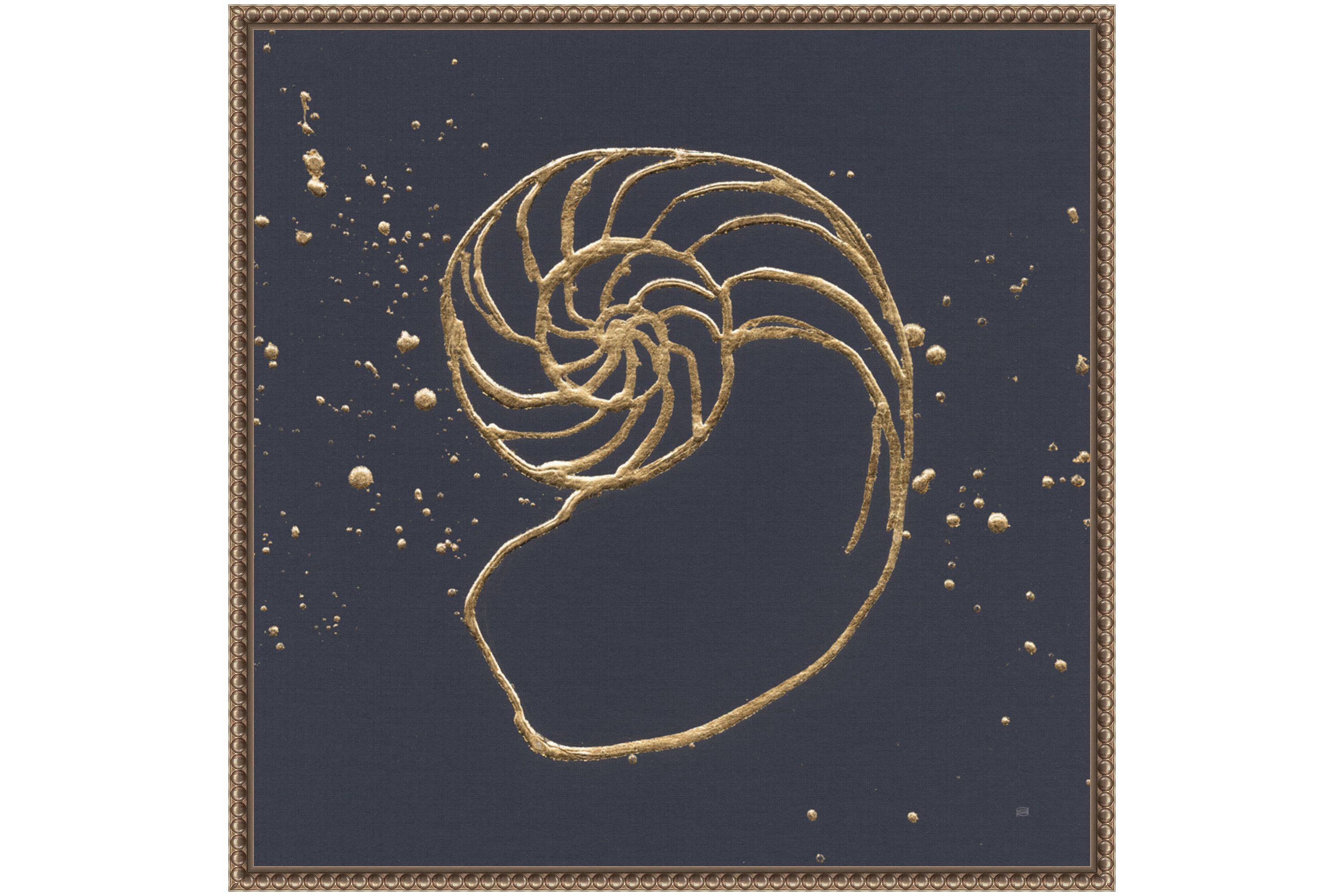 Gold Nautilus II Framed Canvas Wall Art Print