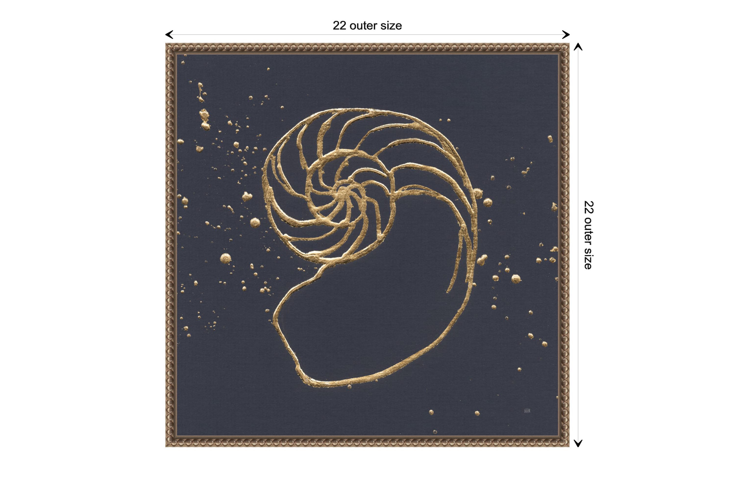 Gold Nautilus II Framed Canvas Wall Art Print