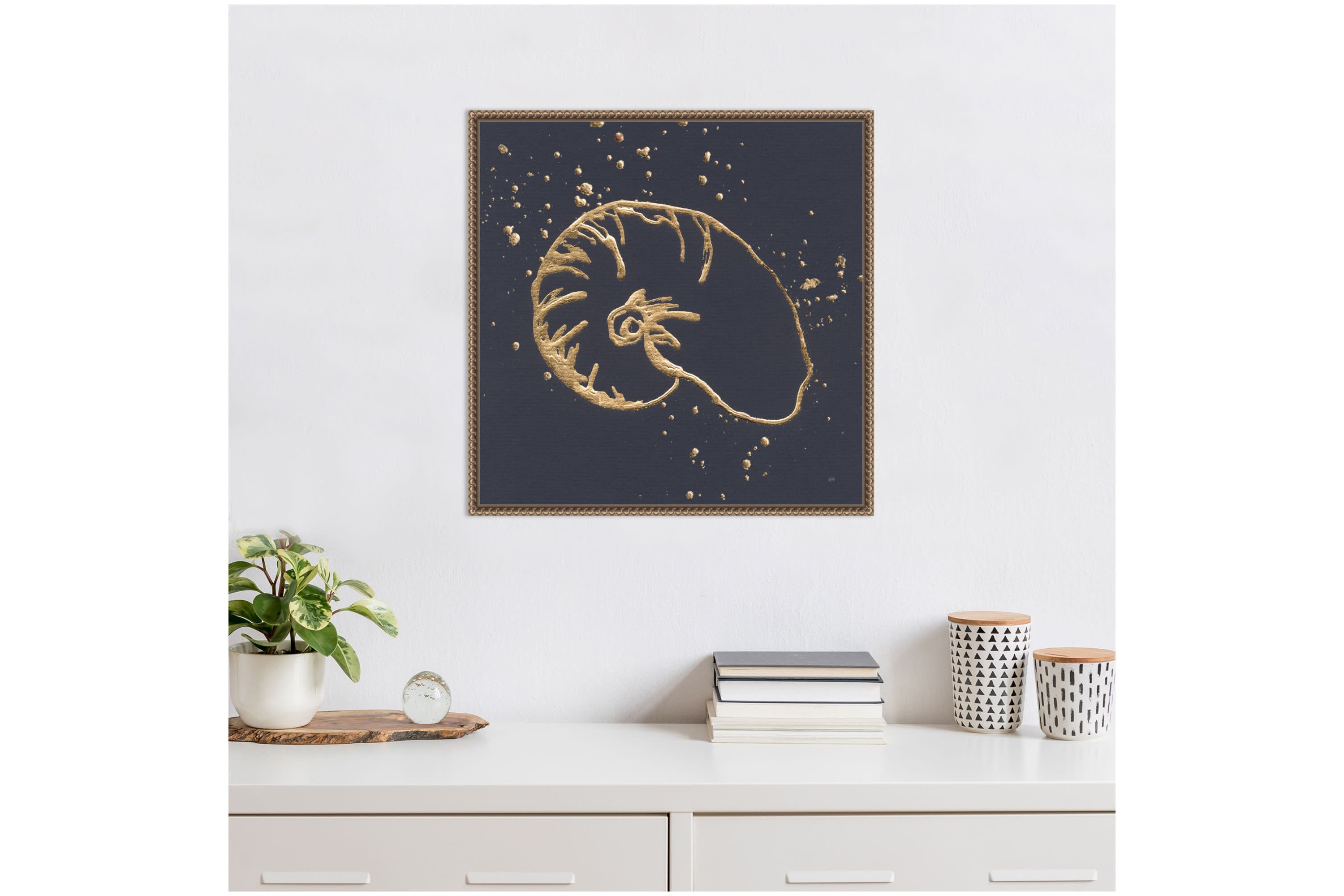 Gold Nautilus I Framed Canvas Wall Art Print