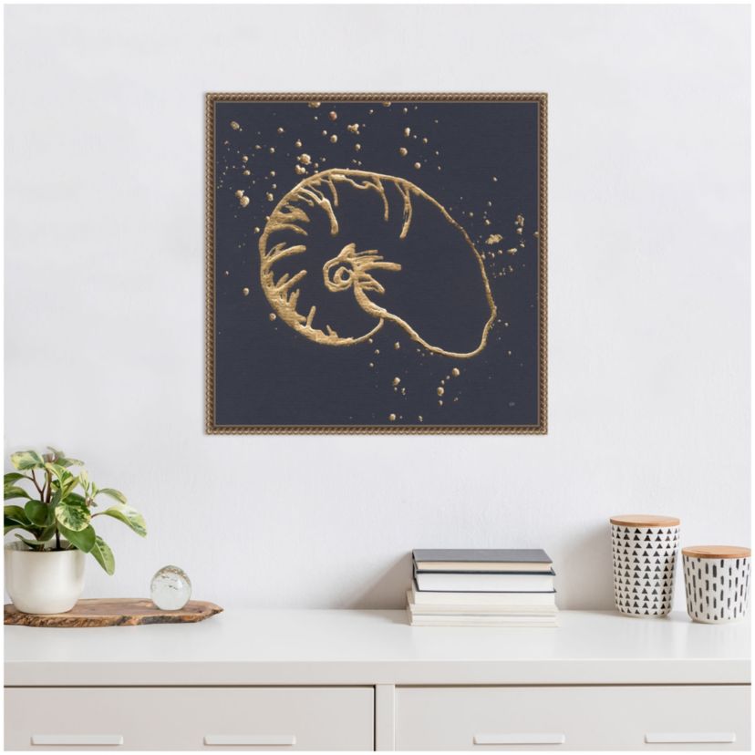 Gold Nautilus I Framed Canvas Wall Art Print