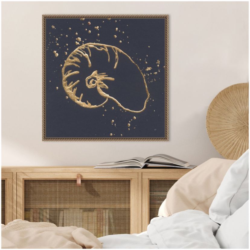 Gold Nautilus I Framed Canvas Wall Art Print