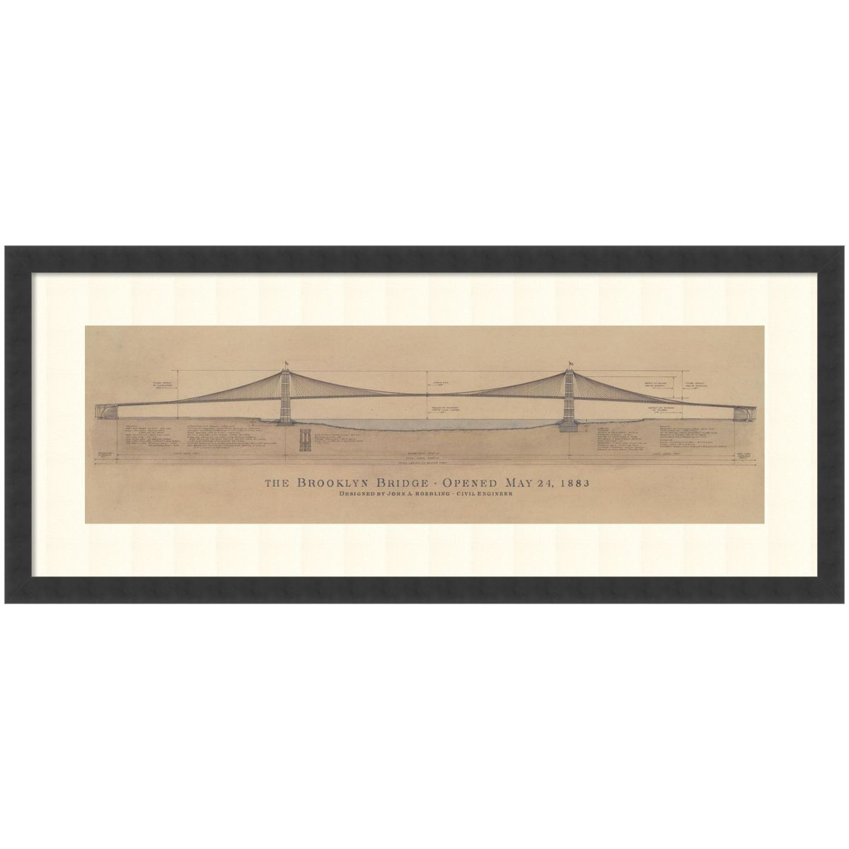 Brooklyn Bridge by Craig S. Holmes Wood Framed Wall Art Print