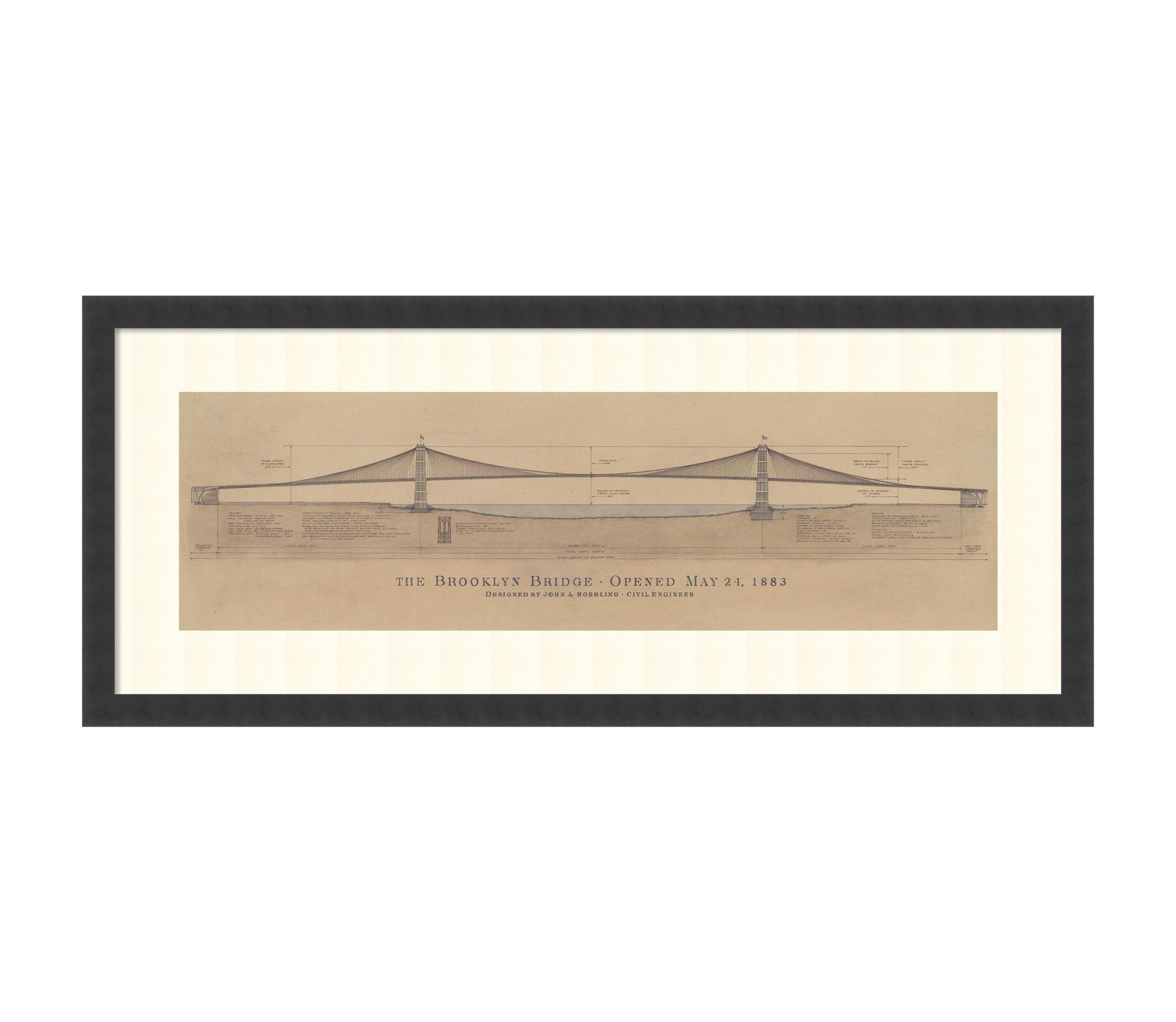 Brooklyn Bridge by Craig S. Holmes Wood Framed Wall Art Print