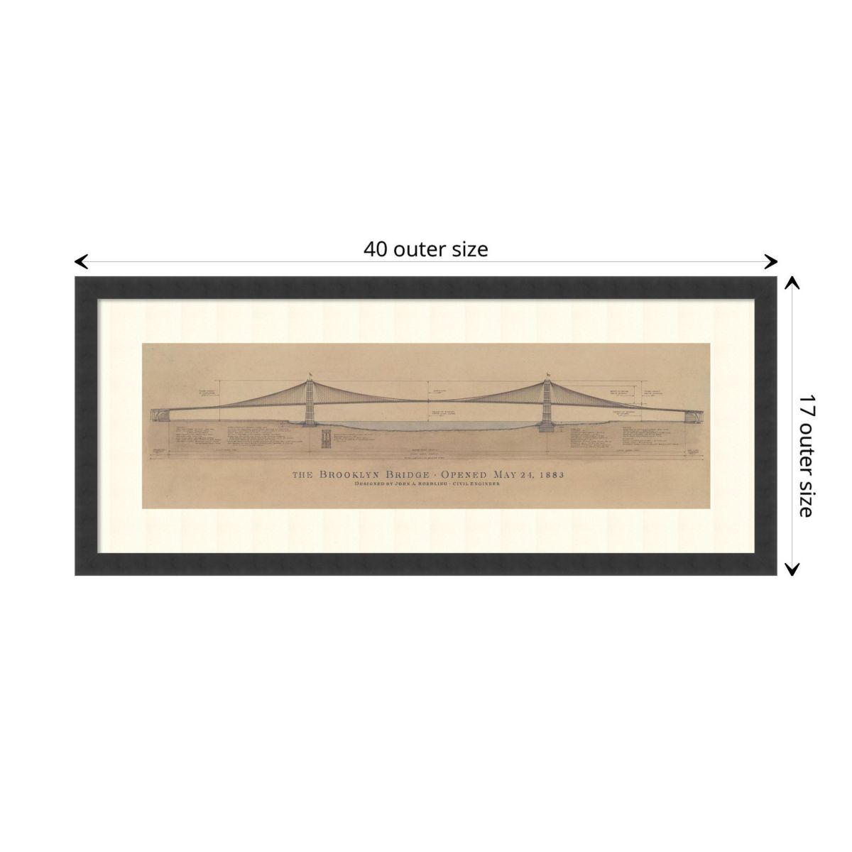 Brooklyn Bridge by Craig S. Holmes Wood Framed Wall Art Print