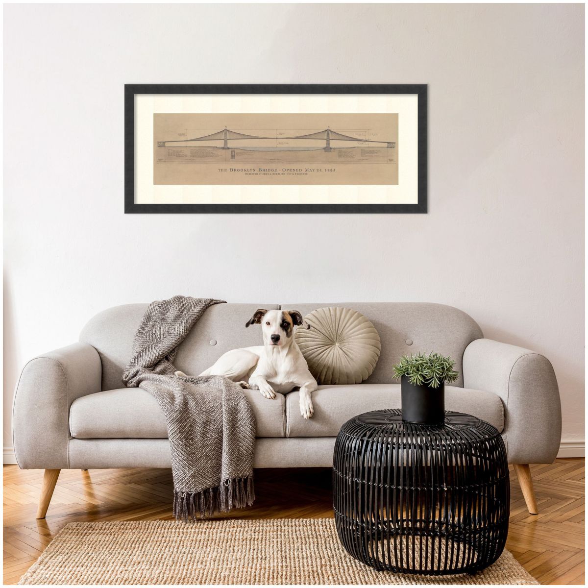 Brooklyn Bridge by Craig S. Holmes Wood Framed Wall Art Print