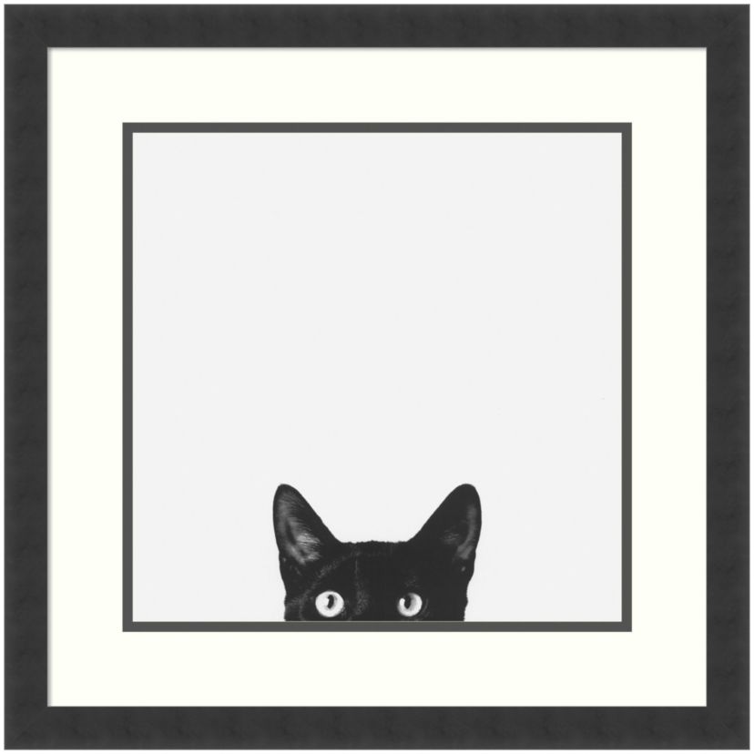 Curiosity (Cat) by Jon Bertelli Wood Framed Wall Art Print