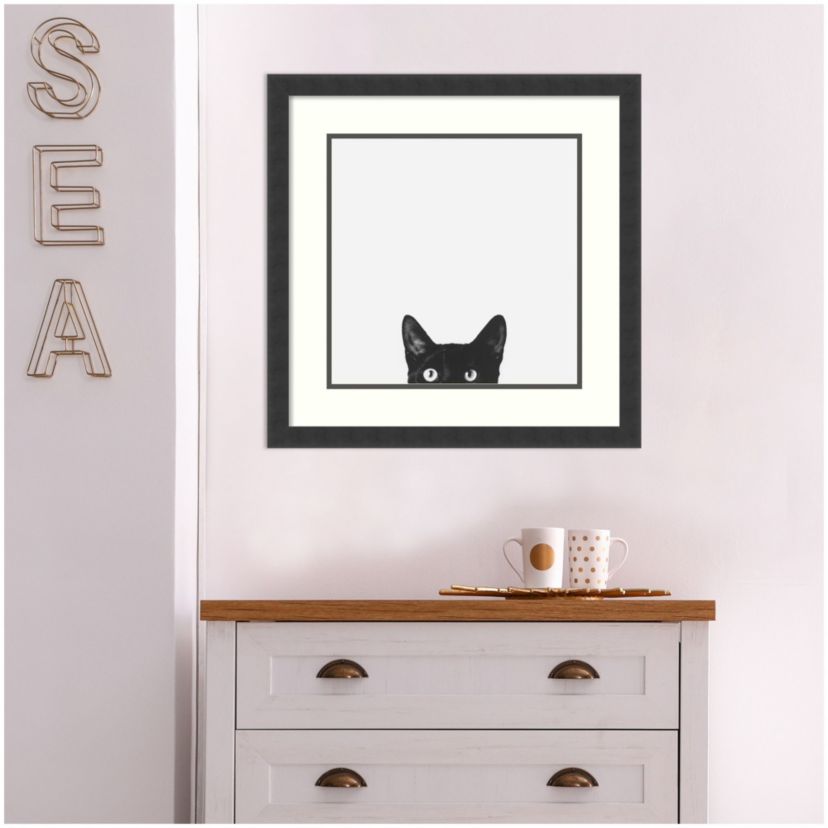 Curiosity (Cat) by Jon Bertelli Wood Framed Wall Art Print